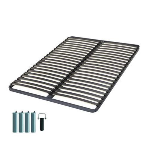 Ebac - Sommier + Jeu De Pieds 140x190 Artemis 2x21 Lattes - Gris