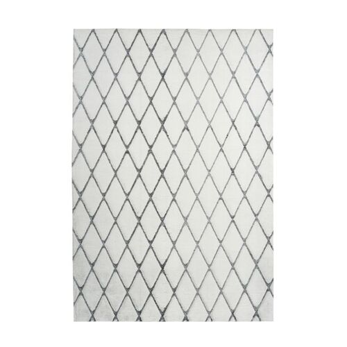 Paris Prix - Tapis Shaggy Géométrique "Vivica" Blanc & Anthracite 80 X 150 Cm