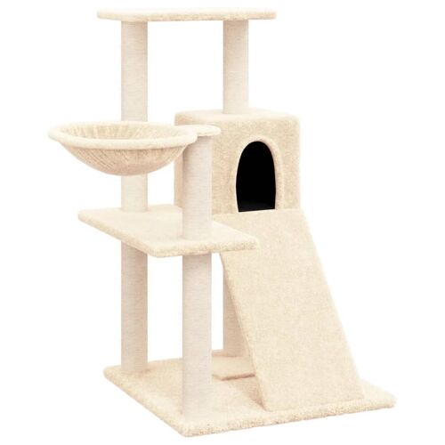 Arbre À Chat Meuble Tour Grimper Jouet Grattage Grattoir Escalade Plateforme Avec Griffoirs En Sisal 82 Cm Crème Helloshop26 02_0022521