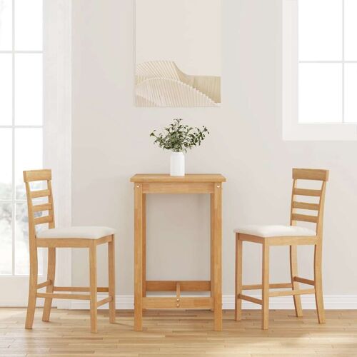 vidaXL Tabourets de bar avec coussins 2pcs naturel bois massif d'hévéa
