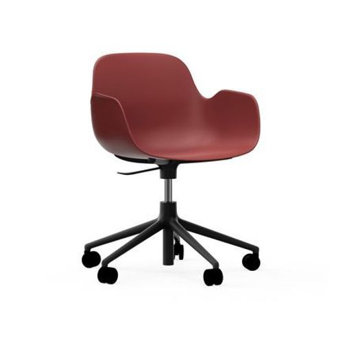 Fauteuil Pivotant À Roulettes Form - Rouge - Aluminium Noir