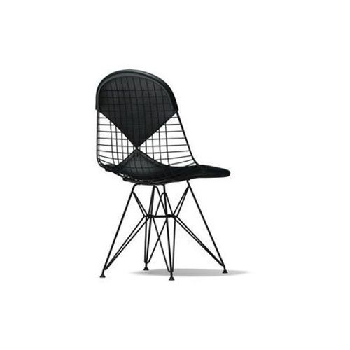 Chaise Métallique Dkr-2 - Noir - Cuir Nero - Patin Pour Sols Durs