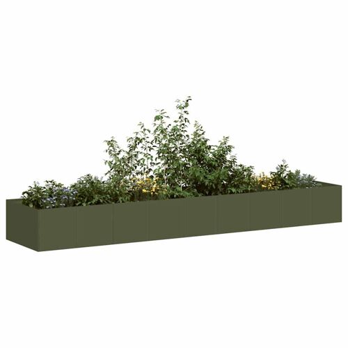 Vidaxl Jardinière Vert Olive 360x80x40 Cm Acier