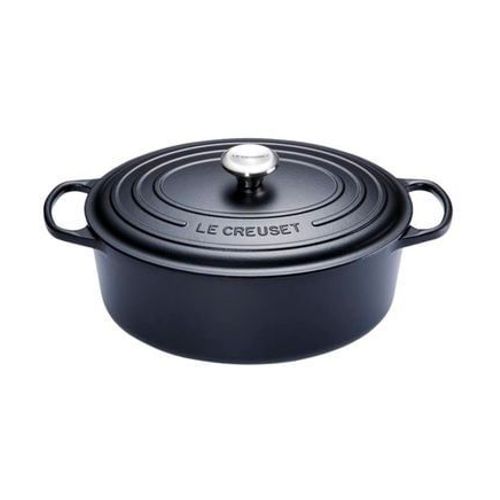 Cocotte ovale fonte émaillée noire 35 cm