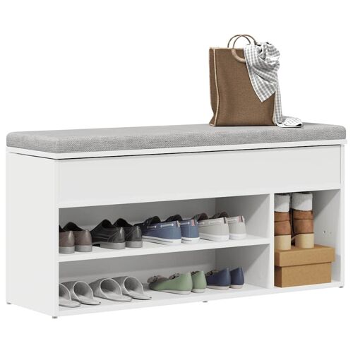Vidaxl Banc À Chaussures Blanc 102x30,5x45 Cm Bois D'ingénierie