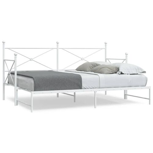 vidaXL Lit de jour avec lit gigogne sans matelas blanc 90x200 cm acier