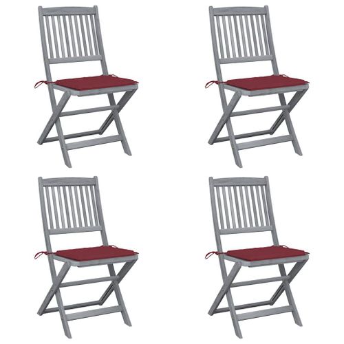 Vidaxl Chaises Pliables D'extérieur Lot De 4 Et Coussins Bois D'acacia