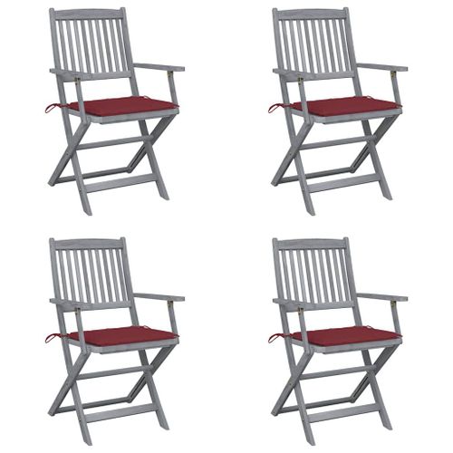 Vidaxl Chaises Pliables D'extérieur Lot De 4 Et Coussins Bois D'acacia