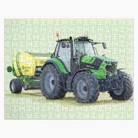 Puzzle en bois Peinture de tracteur vert 300 pièces 38x26 cm jouet décoration mura