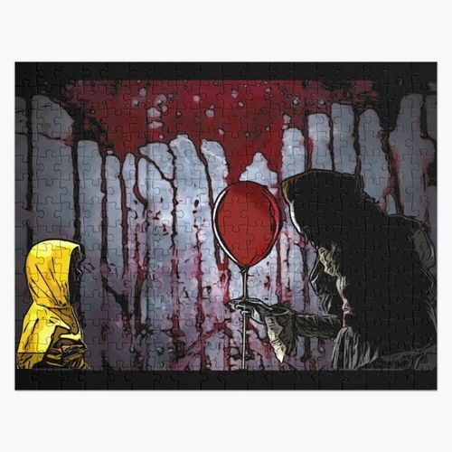 Puzzle en bois Masque de clown effrayant et horrifique 300 pièces 38x26 cm jouet décoration mura