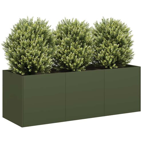 Vidaxl Jardinière Vert Olive 120x40x40 Cm Acier Laminé À Froid