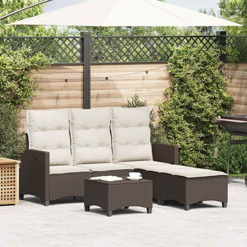 Vidaxl Salon De Jardin 3 Pcs Avec Coussins Forme L Marron Polyrotin