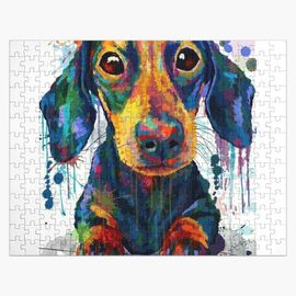 Puzzle en bois Art du chien teckel 300 pièces 38x26 cm jouet décoration mura