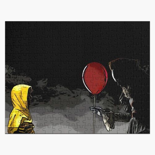 Puzzle en bois Masque de clown effrayant et horrifique 300 pièces 38x26 cm jouet décoration mura