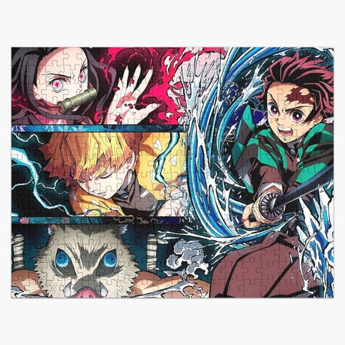 Puzzle En Bois Meilleur Anime Kimetsu 300 Pièces 38x26 Cm Jouet Décoration Mura