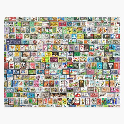 Puzzle en bois Timbres de football 300 pièces 38x26 cm jouet décoration mura