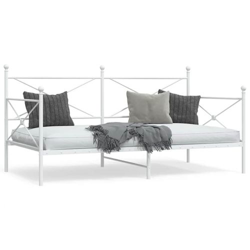 Vidaxl Lit De Jour Sans Matelas Blanc 100x190 Cm Acier