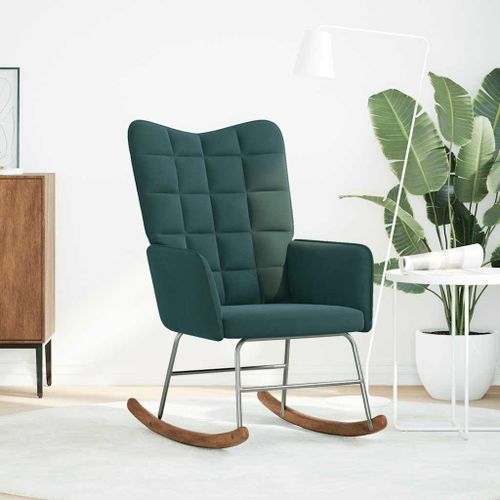 vidaXL Chaise à bascule Vert foncé Velours