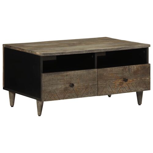 vidaXL Table basse gris clair 80x54x40 cm bois massif de manguier