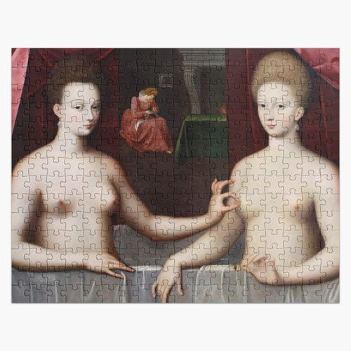 Puzzle en bois Gabrielle d'Estrées et une de ses soeurs prenant un bain 300 pièces 38x26 cm jouet décoration mu