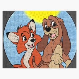 Puzzle en bois Le renard et le chien 300 pièces 38x26 cm jouet décoration mura