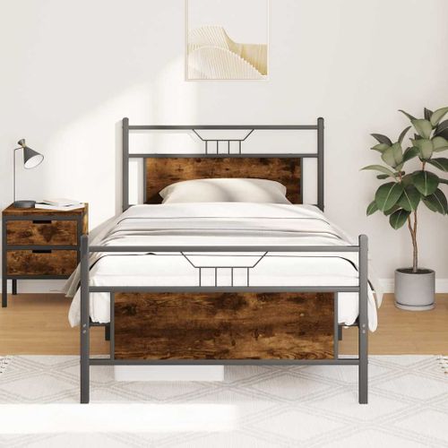 Vidaxl Cadre De Lit Sans Matelas Chêne Fumé 100x190 Cm Bois Ingénierie