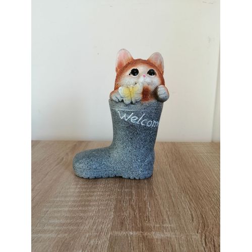 STATUETTE / FIGURINE Décoration CHAT dans une BOTTE - NEUF encore étiqueté