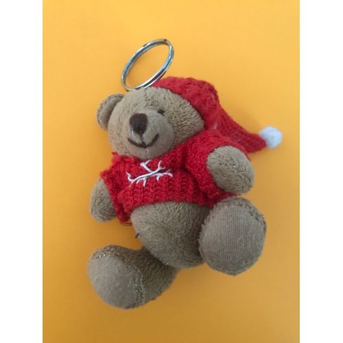 Porte Cles Peluche Ourson - Petit Ours Noel - Maxita - 10,5x8 Cm