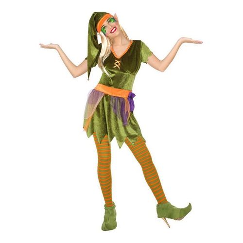 Déguisement De Lutin Vert Et Orange Pour Femme (Taille S)