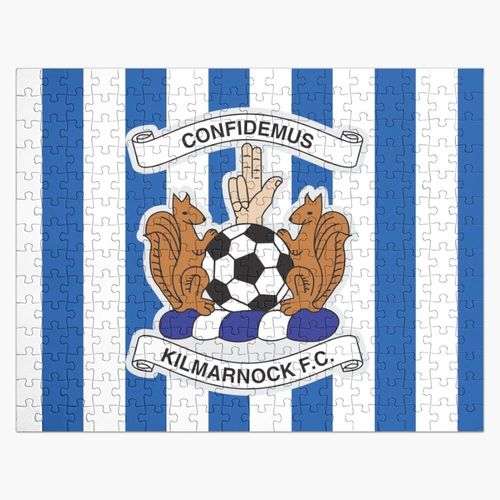 Puzzle en bois Logo du club de football de Kilmarnock - Rayures 300 pièces 38x26 cm jouet décoration mura