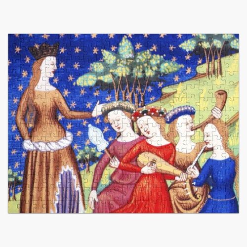 Puzzle en bois Princesse médiévale et femmes jouant de la musique 300 pièces 38x26 cm jouet décoration mu