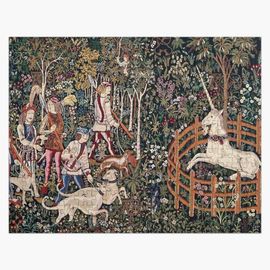 Puzzle en bois Initiation/Chasse Licorne Médiévale Floral de Minuit 300 pièces 38x26 cm jouet décoration mu