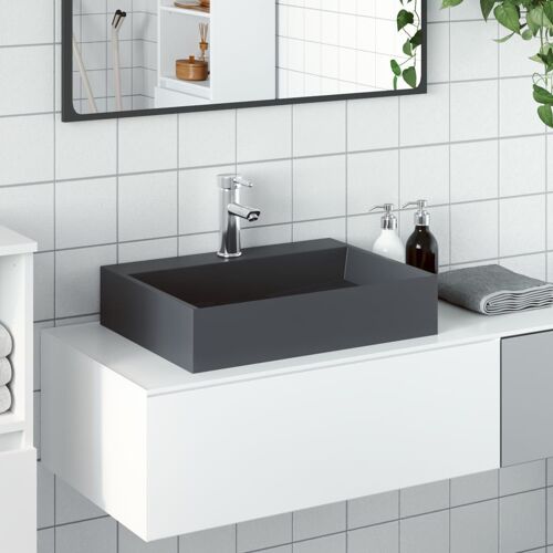vidaXL Vasque 50x38x11 cm fonte minérale/marbre anthracite