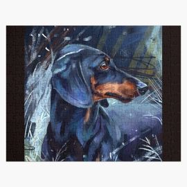 Puzzle en bois ?uvre d'art de chien teckel 300 pièces 38x26 cm jouet décoration mur