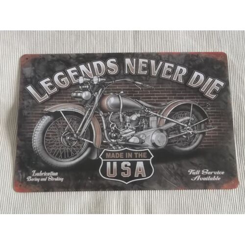 Plaque Metal Moto Usa Legend