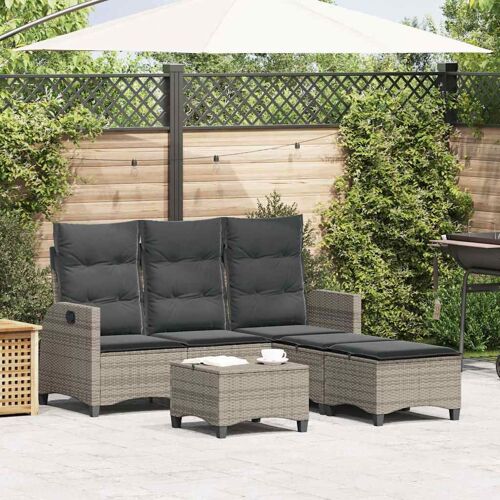Vidaxl Salon De Jardin 3 Pcs Avec Coussins Forme L Gris Résine Tressée