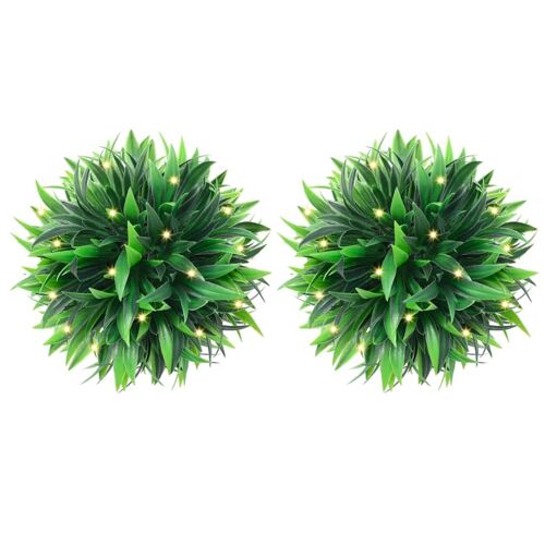 vidaXL Boules de buis artificielles avec lumières LED 2 pcs vert 30 cm