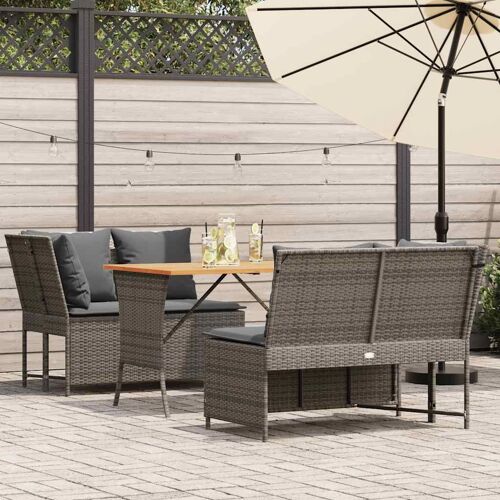 Vidaxl Salon De Jardin Avec Coussins 3 Pcs Gris Résine Tressée