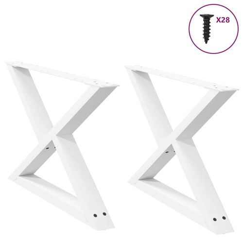 Vidaxl Pieds De Table Basse 2 Pcs Blanc 70x(42-43,3) Cm Acier