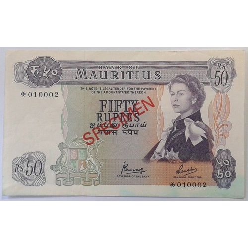 Billet 50 Rps - Ile Maurice - 1967 - Specimen - Rare !!!