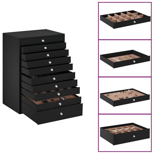 VidaXL Boîte à bijoux 10 niveaux porte-montres noir 29x20,5x40,5 cm