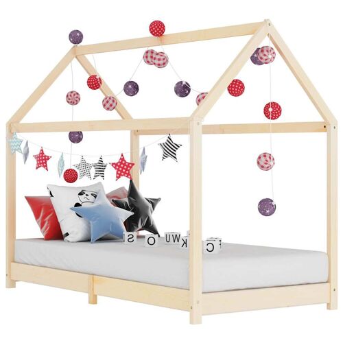 Cadre de lit pour enfants 90x200 cm Bois de pin massif Style cabane dans les arbres Robuste