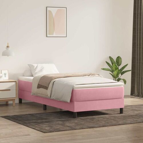 vidaXL Sommier à lattes de lit sans matelas rose 100x220 cm velours