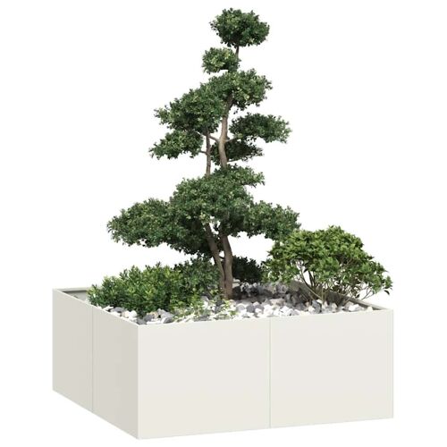 Vidaxl Jardinière Blanc 100x100x40 Cm Acier