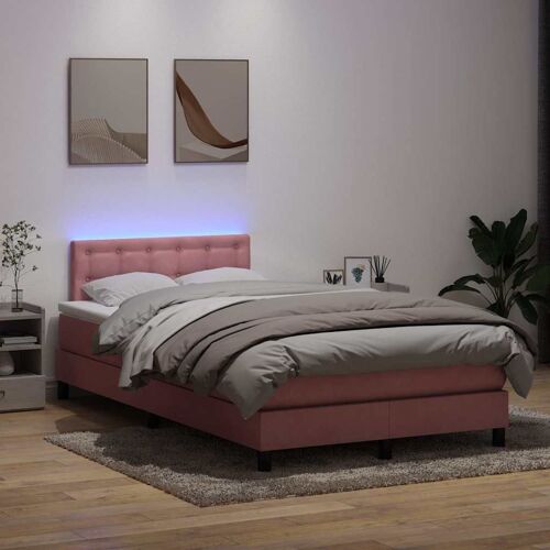 vidaXL Sommier à lattes de lit avec matelas rose 120x220 cm velours
