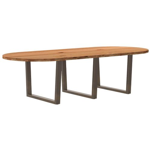 Vidaxl Table À Manger Marron Clair Bois De Chêne Massif Ovale