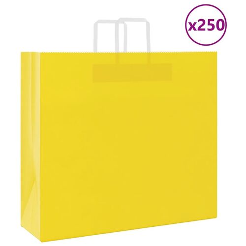 Vidaxl Sacs En Papier 250 Pcs Avec Poignées Jaune 54x15x49 Cm