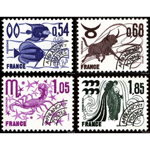 France 1977, Très Belle Série Neuve** Luxe Astrologie, Signes Du Zodiaque, Timbres 146 Poissons, 147 Taureau, 148 Scorpion Et 149 Verseau.