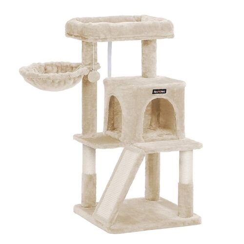 Arbre À Chat Tour Avec Haute Plate-Forme D'observation 96 Cm Beige Helloshop26 12_0001147