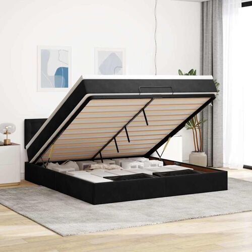 VidaXL Cadre de lit ottoman avec matelas noir 180x200 cm velours